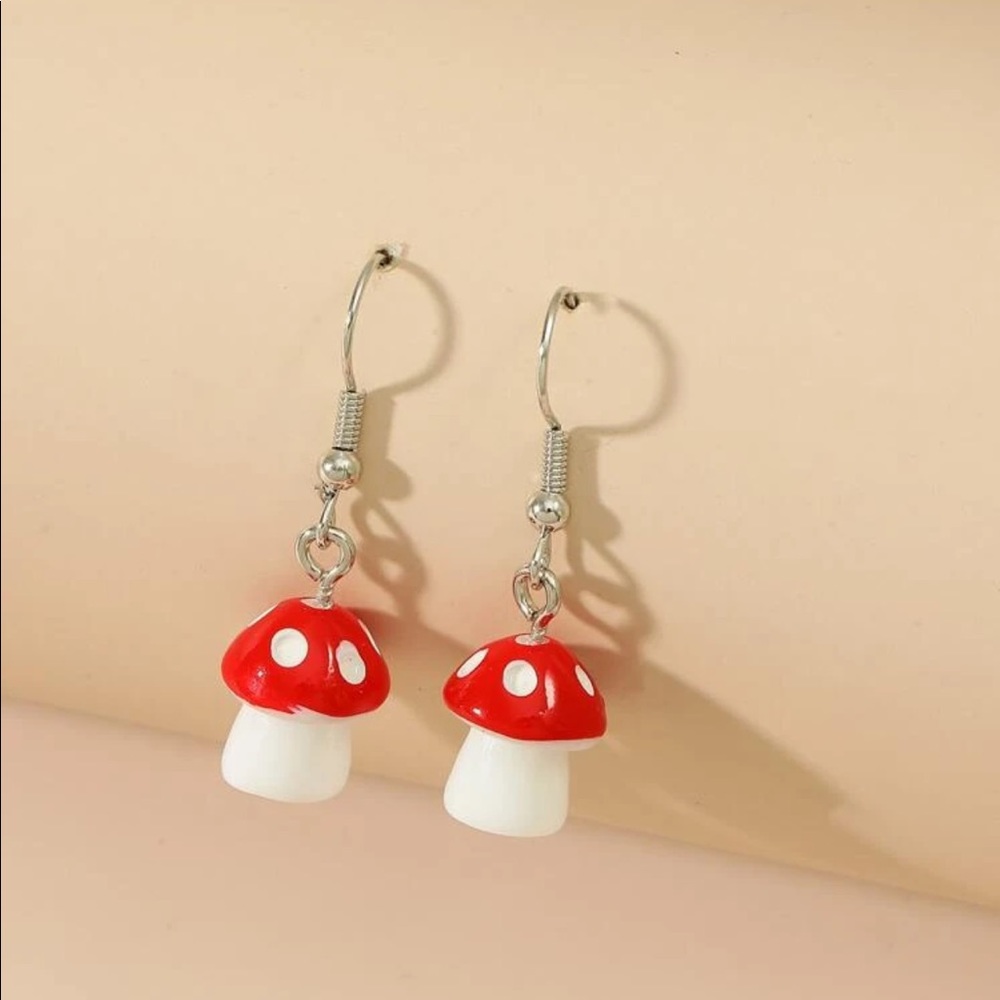 New mushroom drop earrings